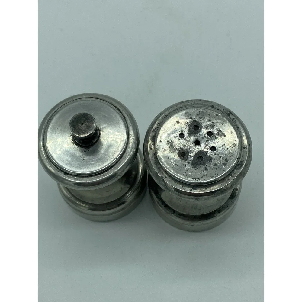 Pewter Salt Shaker And Pepper Grinder Anteed Steel‎ Italy Vintage EUC
